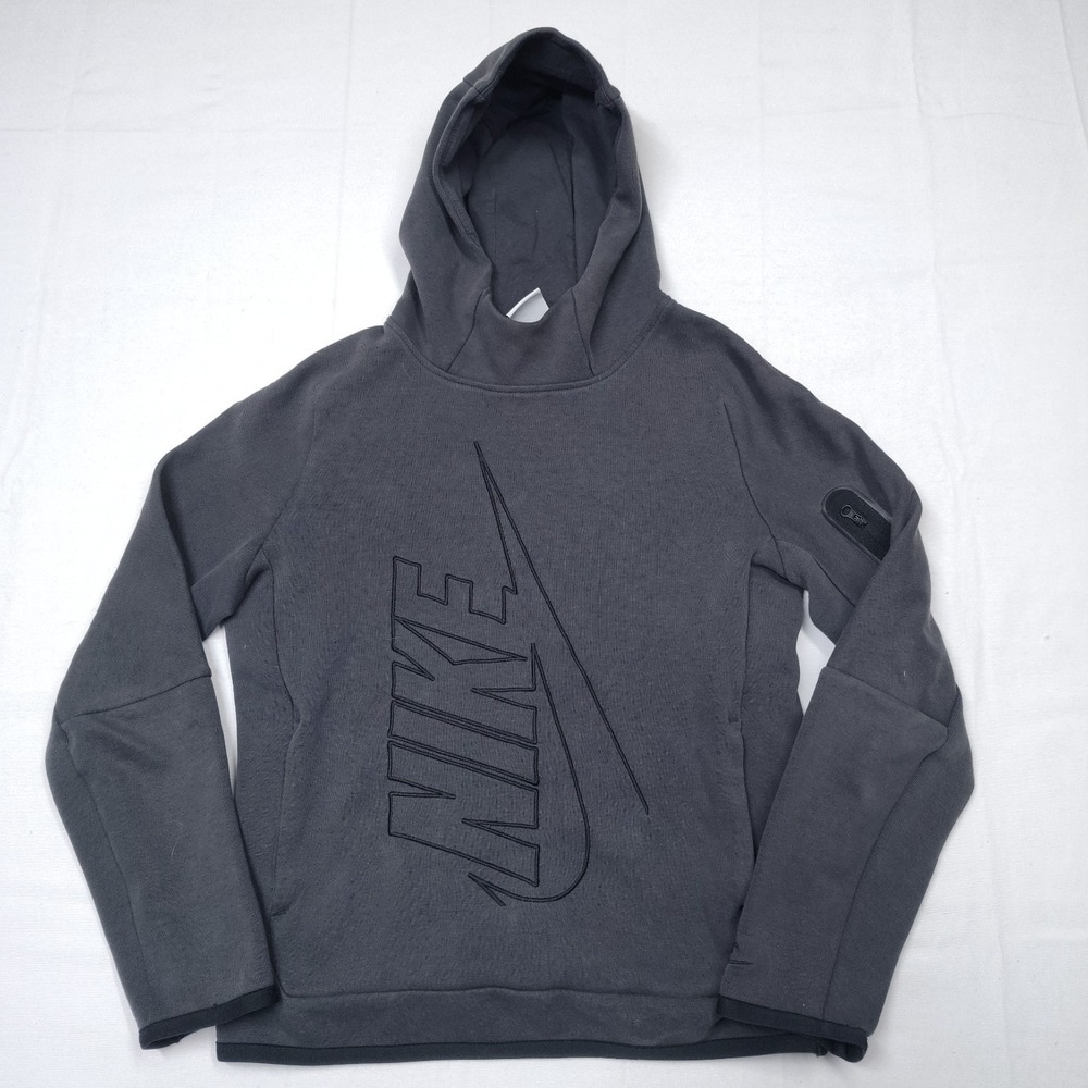 Nike Tech Fleece Hoodie Mens Large Gray Big Logo Sleeve Zip Pocket Streetwear